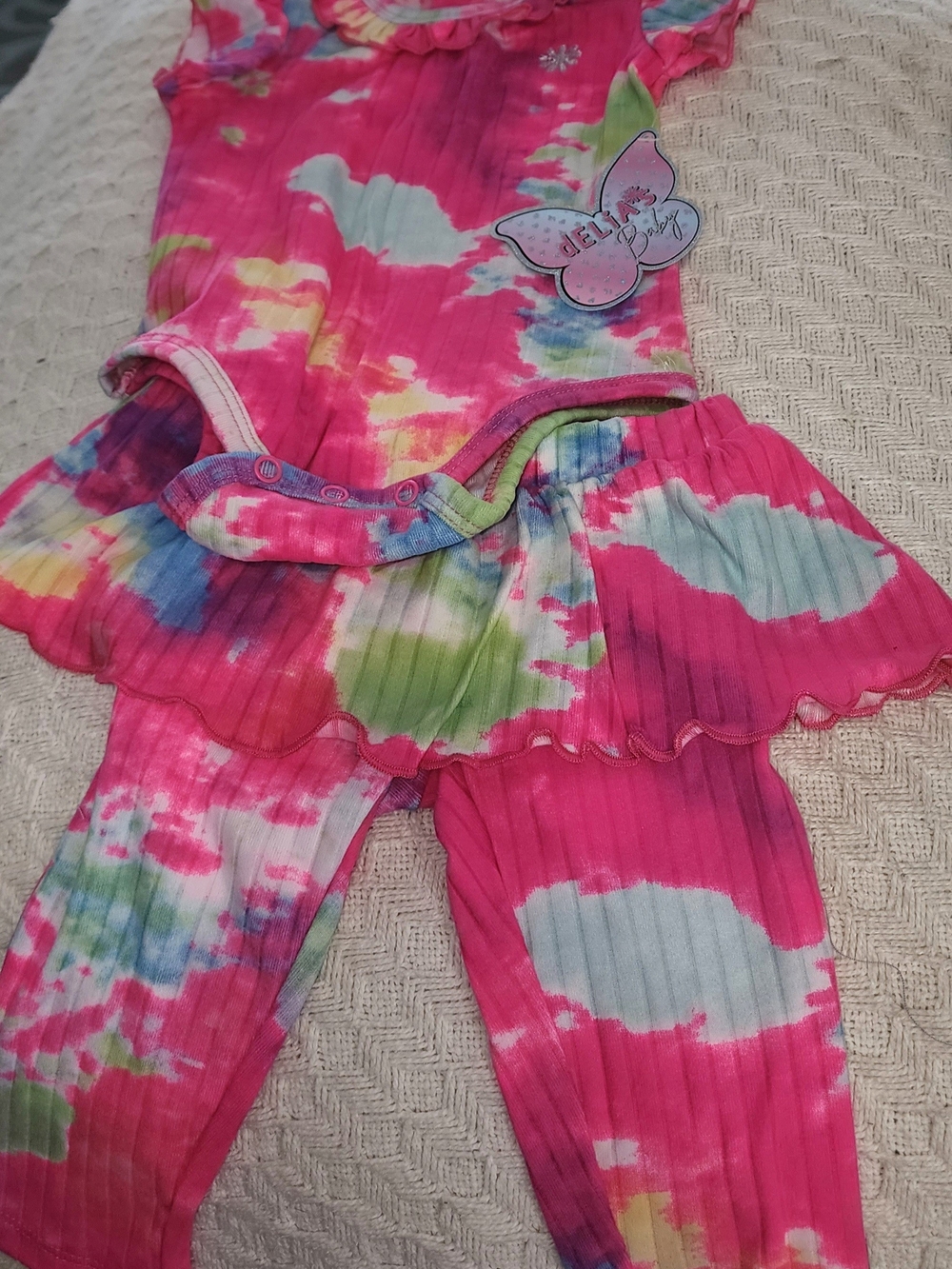 dELiA*s Pink Tie-Dye Ribbed Kids Matching Set Sz 6-9M NWT